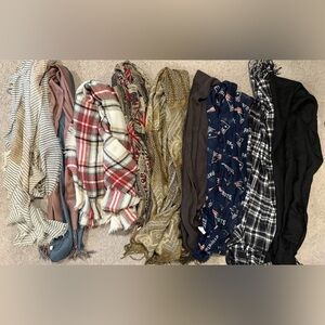 Lot Of 9 Unique Women’s Scarves - All Vary In Size, Color And Material